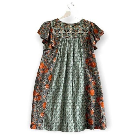 Anthropologie Astrid tunic mini dress in blue green‎ motif, New with tag - Picture 5 of 16